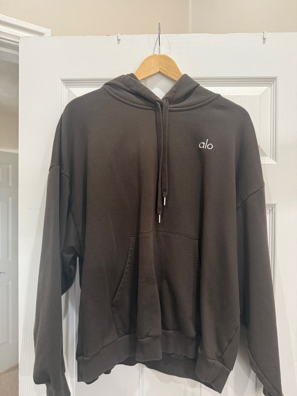 ALO Yoga woman’s Hoodie Sweatshirt in Dark Brown